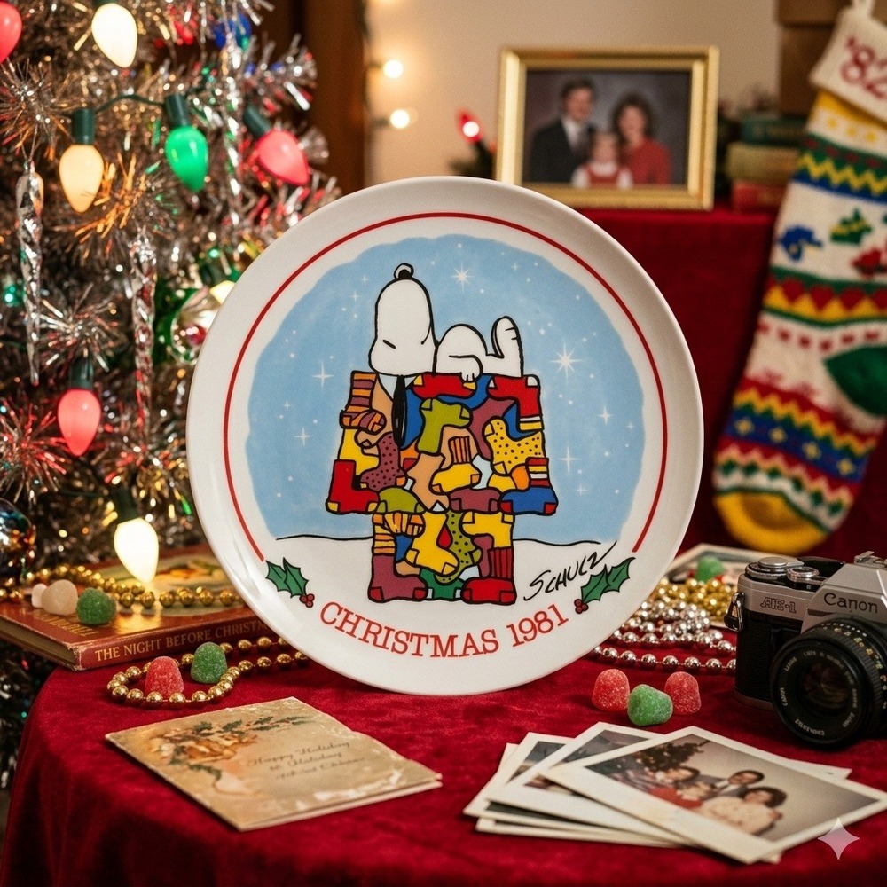 Vintage 1981 Schmid Peanuts Snoopy Christmas Limited Edition Collector Plate